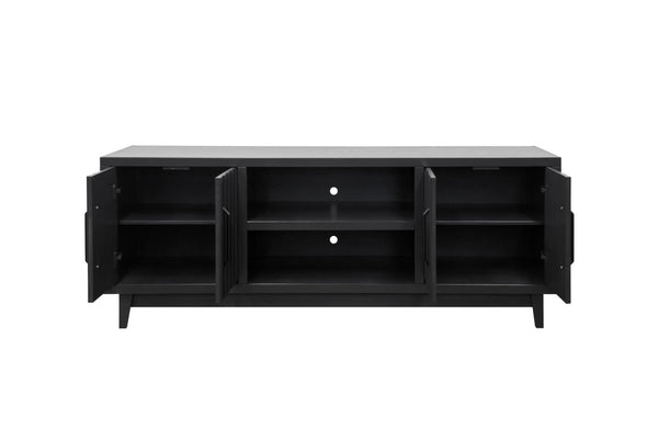 English Elm Radiance 75 Inch Tv Stand For 85" Tvs - Fully Assembled, Modern Black Console With Storage Solutions B108P345206-GIGA