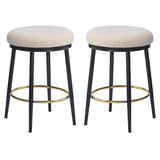 Christopher Knight Home® - Noble House - - 24.75'' Modern Counter Stools Set Of 2,White Counter Stools With Iron Frame,Sponge Cushion,Footrest,Suitable For Kitchen/Bedroom/Dining Room.