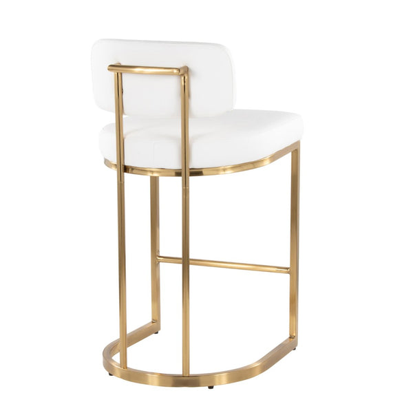 English Elm Fixed-height Barstools Powder Coated Steel Frame Brown Upholstered Seat Set of Two B202P471215