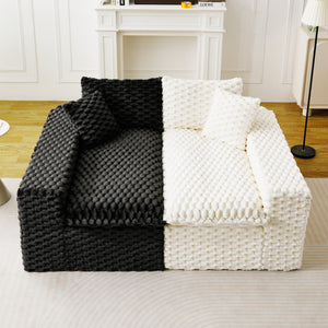 English Elm Luxury Color-Block Turtle Velvet Sofa - Modular Design For Stylish Living Spaces, Comfort For All! W3371S00045