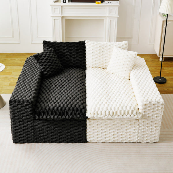 English Elm Luxury Color-Block Turtle Velvet Sofa - Modular Design For Stylish Living Spaces, Comfort For All! W3371S00045