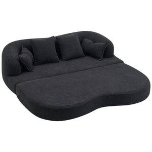 English Elm (old Sku W2231p392100) Chenille Sleeper Sofa Foldable Convertible Loveseat with Four Pillows Black W2231P466738