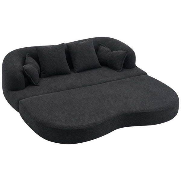 English Elm (old Sku W2231p392100) Chenille Sleeper Sofa Foldable Convertible Loveseat with Four Pillows Black W2231P466738