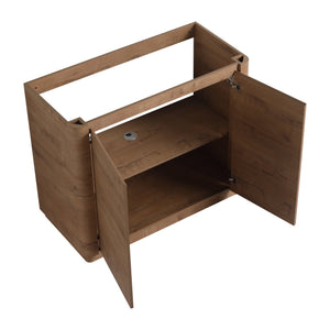 English Elm 40'' Freestanding Bathroom Vanity With White Ceramic Sink & Soft-Close Doors - Stylish Storage Solution W999S00401