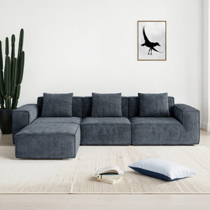 English Elm 118-Inch Modular Sofa Bed - Versatile Cloud Velvet Design With Footrest For Ultimate Comfort & Style W3147S00009