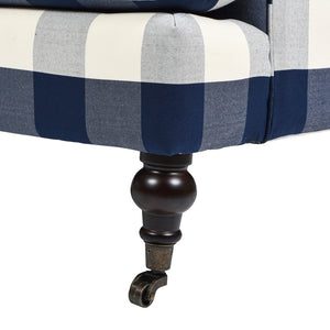 English Elm Jennifer Taylor Home - Alana Three-Cushion Tightback Sofa In Elegant Blue Lattice Woven Fabric For Timeless Style & Comfort B2719P238315