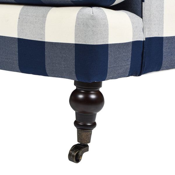 English Elm Jennifer Taylor Home - Alana Three-Cushion Tightback Sofa In Elegant Blue Lattice Woven Fabric For Timeless Style & Comfort B2719P238315