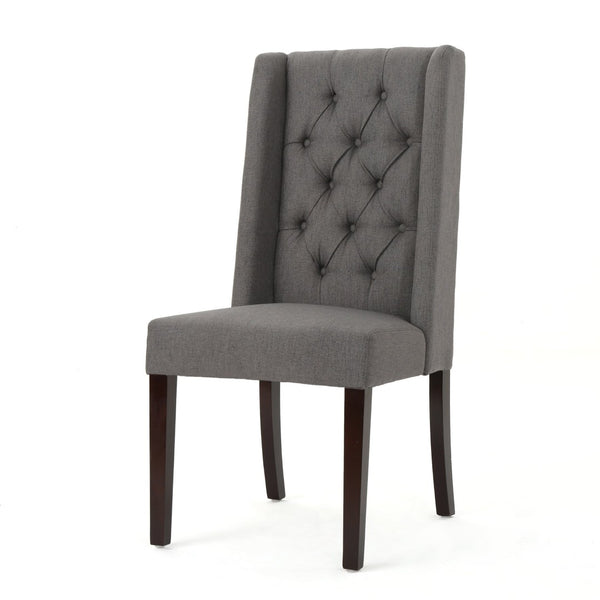 English Elm Dining Chair Set of Two Wingback Button Tufted High Back Birch Leg Upholstered 61539.00