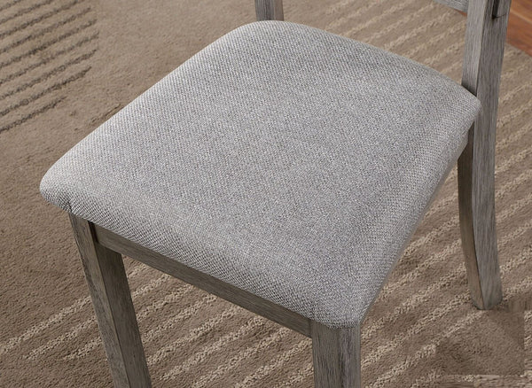 English Elm Gray Padded Dining Chairs Set of 2 — Linen-Look Ladder Back Side Chairs, Rustic Wire-Brush Finish, Comfortable Seating B011P246316