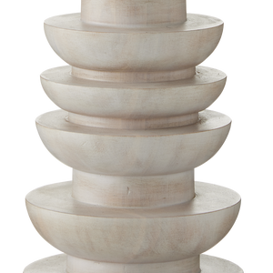 Malayan White Floor Lamp – Elegant Bohemian Design with Fluted Rubber Wood Base & Off-White Linen Shade