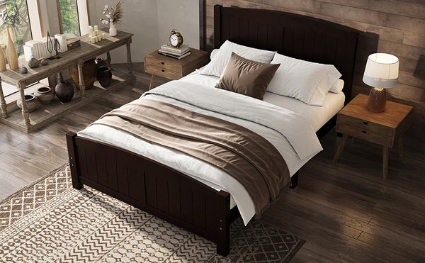 English Elm Full Metal Loft Bed with Sturdy Frame, Easy-Climb Ladder, Guardrails & Underbed Storage Space Espresso W1580P374311