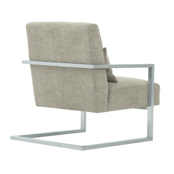 English Elm Xenith Gray Linen Accent Chair with Brushed Steel Legs — Modern Comfort, Compact 28"W x 31"D Seat B2736P354393