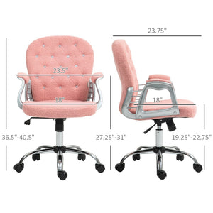 English Elm Vinsetto Cozy Teddy Fleece Office Chair With Adjustable Height, Padded Armrests & Stylish Pink Design W2225P229293-GIGA