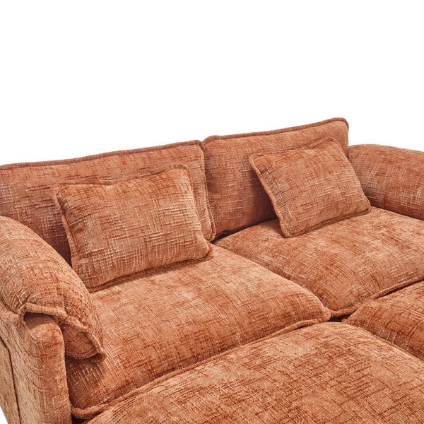 English Elm United Cozy Two-Seat Chenille Sofa With Detachable Armrests, Footstools, And Side Pockets For Comfort P1 W1568S00141-GIGA