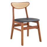 English Elm The Stylish and Durable Solid Wood Dining Chair, Small Curved Back, Pu Cushion, and Beautiful Shape Match Perfectly With Any Room and Everyday Use