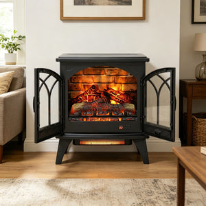English Elm 24 Inch Infrared Quartz Stove Heater with 3d Flame Effect and Remote Control W1769112700