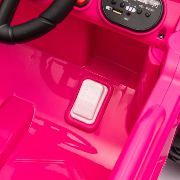 English Elm 12v Kids Electric Utv with 4-wheel Suspension Anti-collision Bar and 2-hour Battery Pink W1578P343328