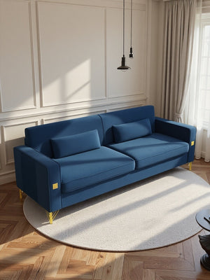 English Elm FX-P18-RB(SOFA)Luxury Faux Sherpa Sofa with Gold Accents, Removable Cushions & Supportive Springs W57649844