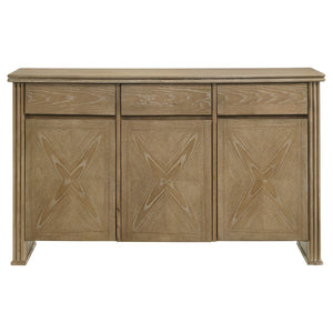 English Elm Dreydon Oak Veneer Sideboard with Reeded Panels Felt Drawers and Adjustable Shelves B062P440063