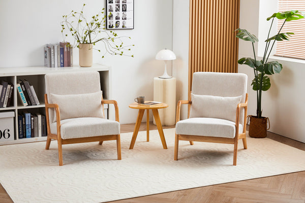 English Elm Mid-Century Upholstered Accent Chair with Pillow, Ergonomic Solid Wood Frame for Living Room W2989P241862