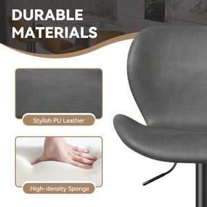 English Elm Swivel Bar Stools Set Of 2 - Adjustable Pu Leather Upholstered Chairs With 360° Swivel & Comfort T3950P396423-GIGA