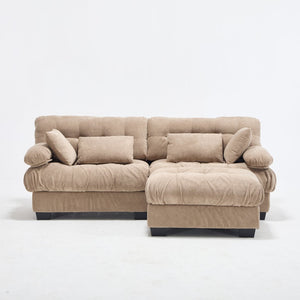 English Elm Modular Cloud Sectional with Ottoman Deep Seat Flannelette Sofa for Living Room Light Brown W2120S00022