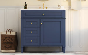 English Elm 36'' Modern Bathroom Vanity With Ceramic Top, 2 Drawers & Tip-Out Storage For Stylish Organization N710P230246C