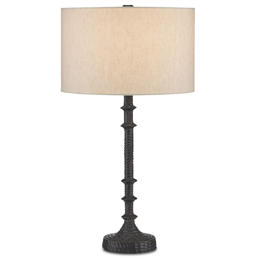 Gallo Bronze Table Lamp - Chic Industrial Design with Natural Linen Shade and Cast Aluminum Body