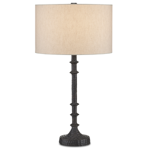 Gallo Bronze Table Lamp - Chic Industrial Design with Natural Linen Shade and Cast Aluminum Body