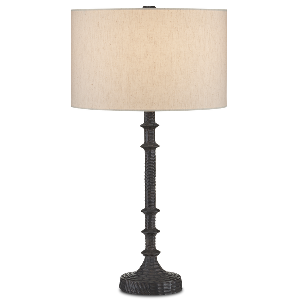 Gallo Bronze Table Lamp - Chic Industrial Design with Natural Linen Shade and Cast Aluminum Body