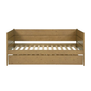 English Elm Wooden Twin Daybed with Roll-out Trundle Pine Frame for Guest or Teen Rooms B016S00057