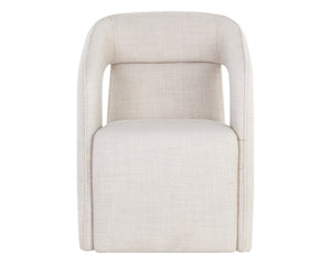 Sunpan KENDRICK Wheeled Dining Armchair – Modern Ergonomic Design with Durable Fabric for Stylish Comfort 109138V