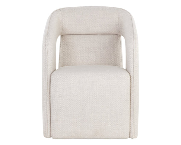 Sunpan KENDRICK Wheeled Dining Armchair – Modern Ergonomic Design with Durable Fabric for Stylish Comfort 109138V