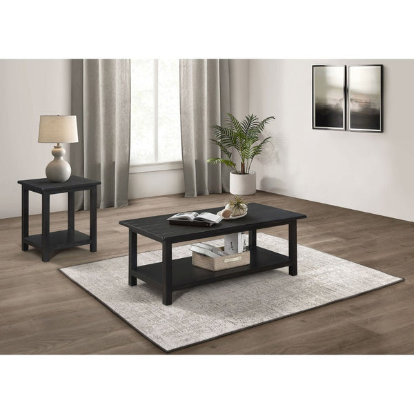 English Elm Castleton Farmhouse Pine Living Room Table Set with Shelves and Drawer Storage B062S01642