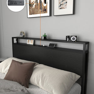 English Elm Full Platform Bed with 6 Storage Drawers Led Lighting and Usb Charging Headboard Shelf W2129P314788
