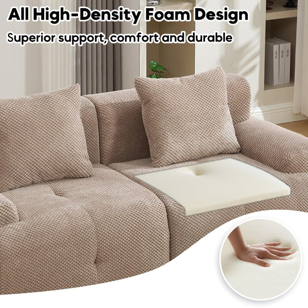 English Elm Loveseat Modular Cloud Floor Sofa Tufted Fuzzy Fabric Couch for Small Apartment Spaces Taupe W5385P455468