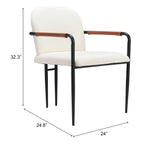 Sibu Dining Chair - Set of 2 Cream 109963 Zuo Modern