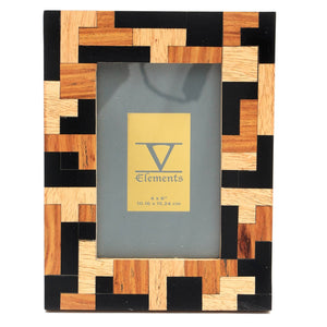 English Elm Black Resin Sheesham & Mango Wood Photo Frame 4x6 – Durable Brown Tabletop Picture Frame, Elegant Finish B346P336816