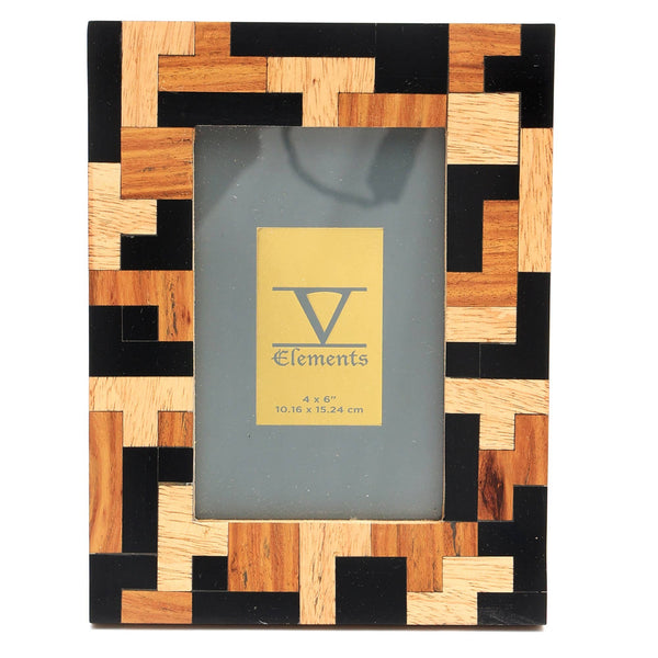 English Elm Black Resin Sheesham & Mango Wood Photo Frame 4x6 – Durable Brown Tabletop Picture Frame, Elegant Finish B346P336816