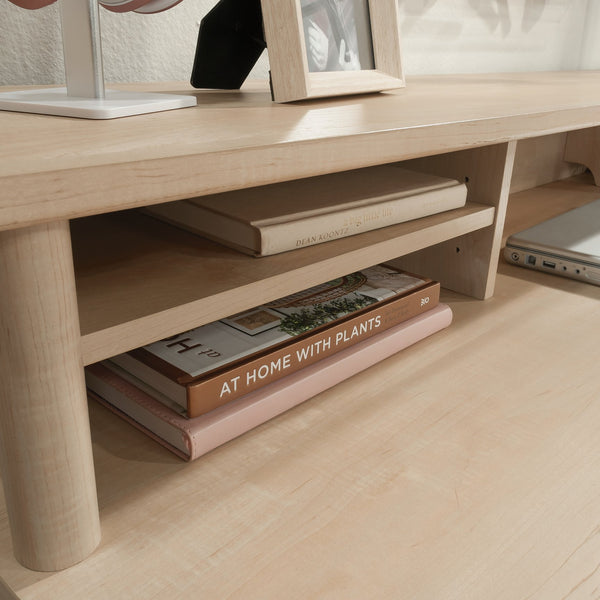 English Elm Hutch, Maple finish - 59" Engineered Wood Organizer with Adjustable Shelves & Cubbyholes, Slim Above-Desk Display Unit B356P354492