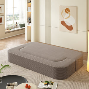 English Elm 78.7" Modern Foldable Corduroy Sofa Bed with 2 Pillows and Blanket, Convertible Deep Seat Sleeper Couch Coffee W3219P368263