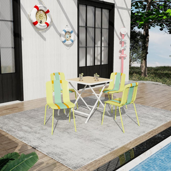 English Elm Holiday Stackable Polypropylene Side Chair Set of Four for Indoor Outdoor Dining Grain Yellow,Haze Green,Tropical Orange W3450P447384