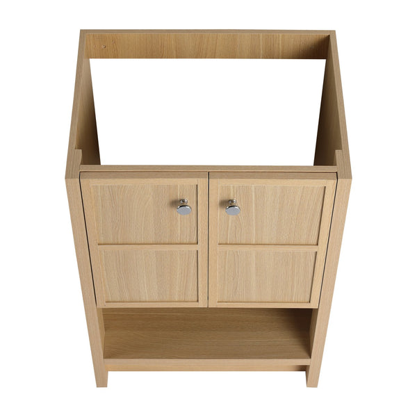English Elm 24" Modern Freestanding Bathroom Vanity Oak Plywood with Soft-Closing Doors & Open Shelf Storage W1972P268402