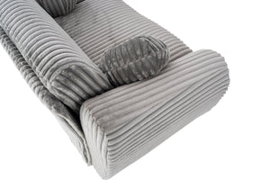 English Elm Modern Corduroy Sofa Couch - 84" Stylish Grey Sectional Love Seat For Apartment & Home Office Comfort W2363S00077