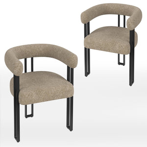 English Elm Counter Height Stools Set of 2 Mid-century Metal Legs Ergonomic Kitchen Island Seating Khaki T3623P432018