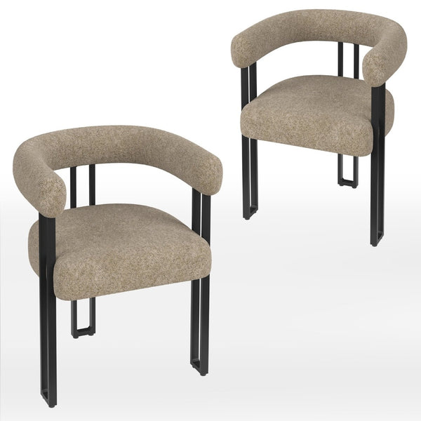 English Elm Counter Height Stools Set of 2 Mid-century Metal Legs Ergonomic Kitchen Island Seating Khaki T3623P432018
