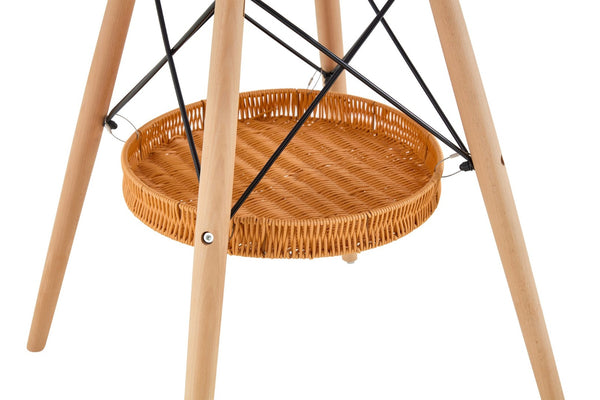 English Elm 31.5-inch Round Dining Table Solid Legs Woven Basket Storage Compact Modern Minimalist Black,Wood W1151P431132