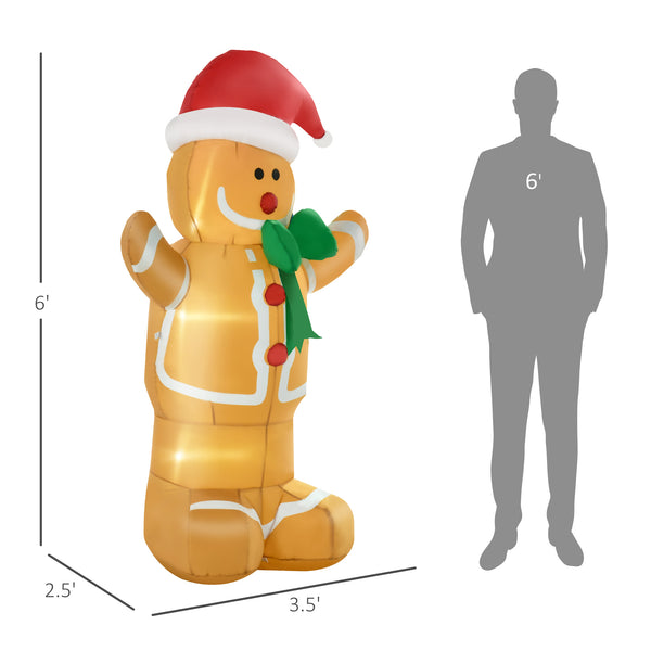 English Elm HOMCOM Inflatable 6ft Snowman with Christmas Tree Lawn Decor, Bright LED Lights and Wind Stakes Multicolor W2225P249969