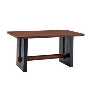 English Elm All-mdf Walnut Top Dining Table Seats Four with Matte Black Base for Small Spaces W3875S00025