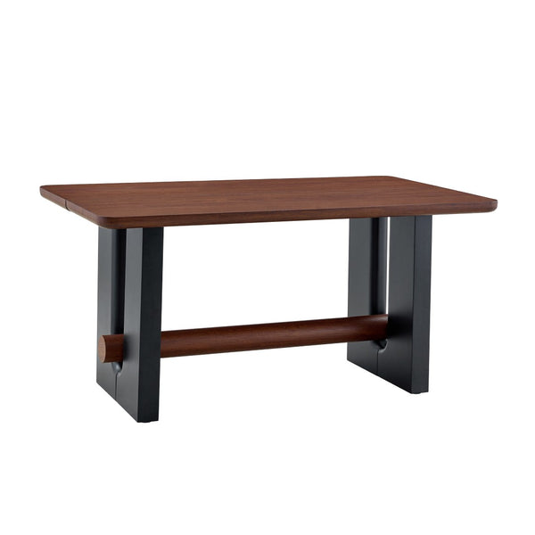 English Elm All-mdf Walnut Top Dining Table Seats Four with Matte Black Base for Small Spaces W3875S00025